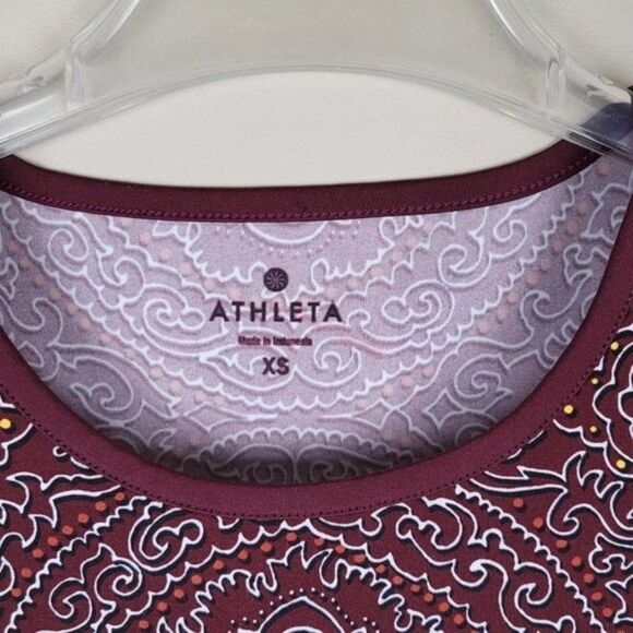 Athleta Burgundy Athletic Tank Top Multicolor Oriental Pattern Size XS - Picture 6 of 6